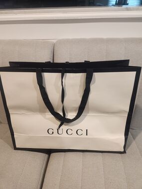 Empty GUCCI Large White & Black Shopping Bag